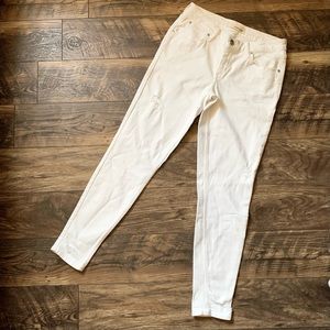 Mid Rise Distressed White Jeans